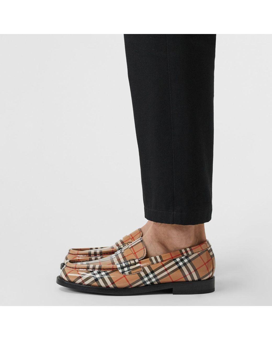 Burberry Gosha X Check Leather Loafers for Men | Lyst