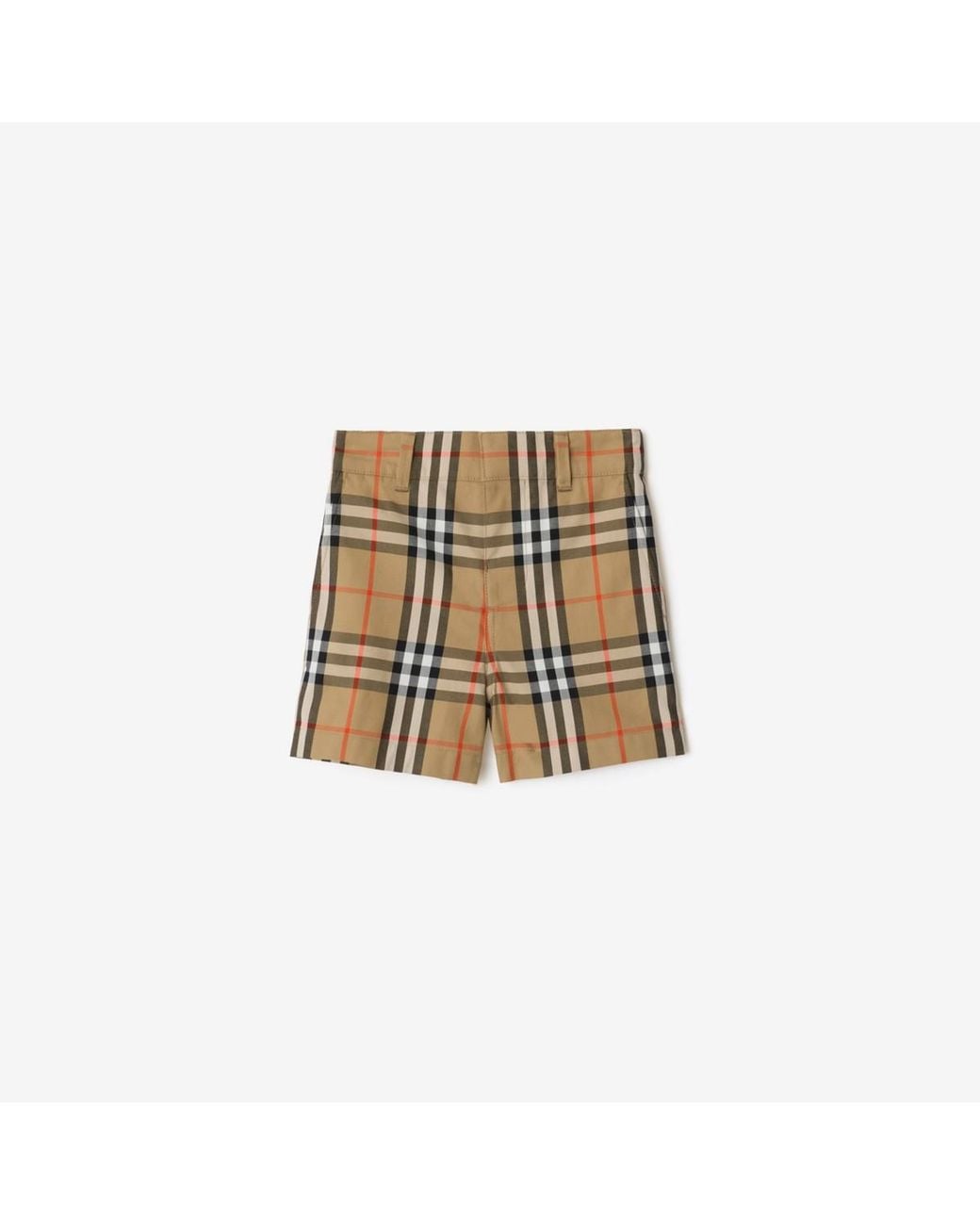 Burberry Natural Childrens Check Cotton Shorts for men