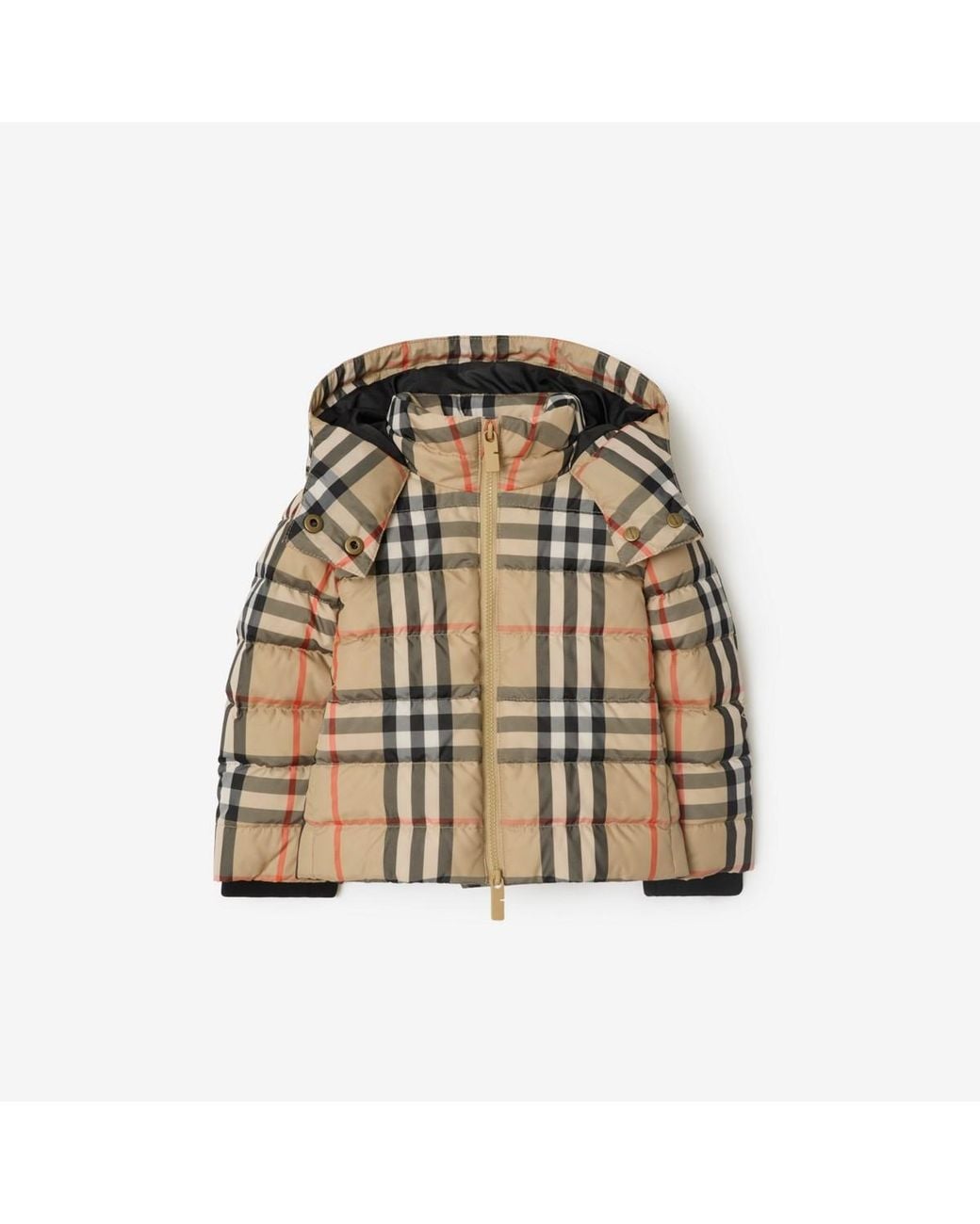 Burberry Natural Childrens Check Hooded Puffer Jacket