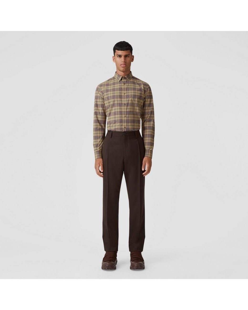 lort Aktiver melodramatiske Burberry Slim Fit Small Scale Check Stretch Cotton Shirt in Natural for Men  | Lyst UK