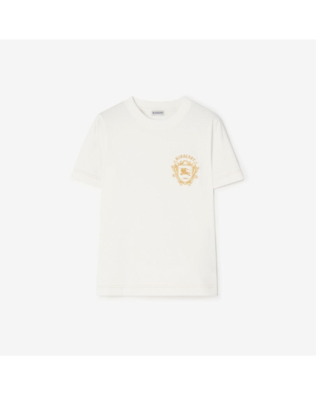 Burberry White Knight Crest Cotton T-Shirt