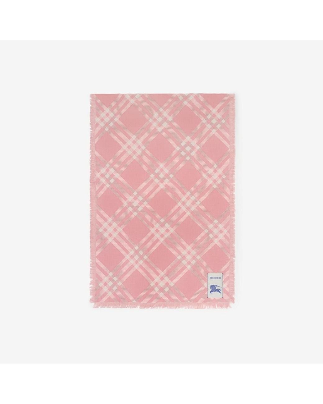 Burberry Pink Wide Check Wool Silk Scarf