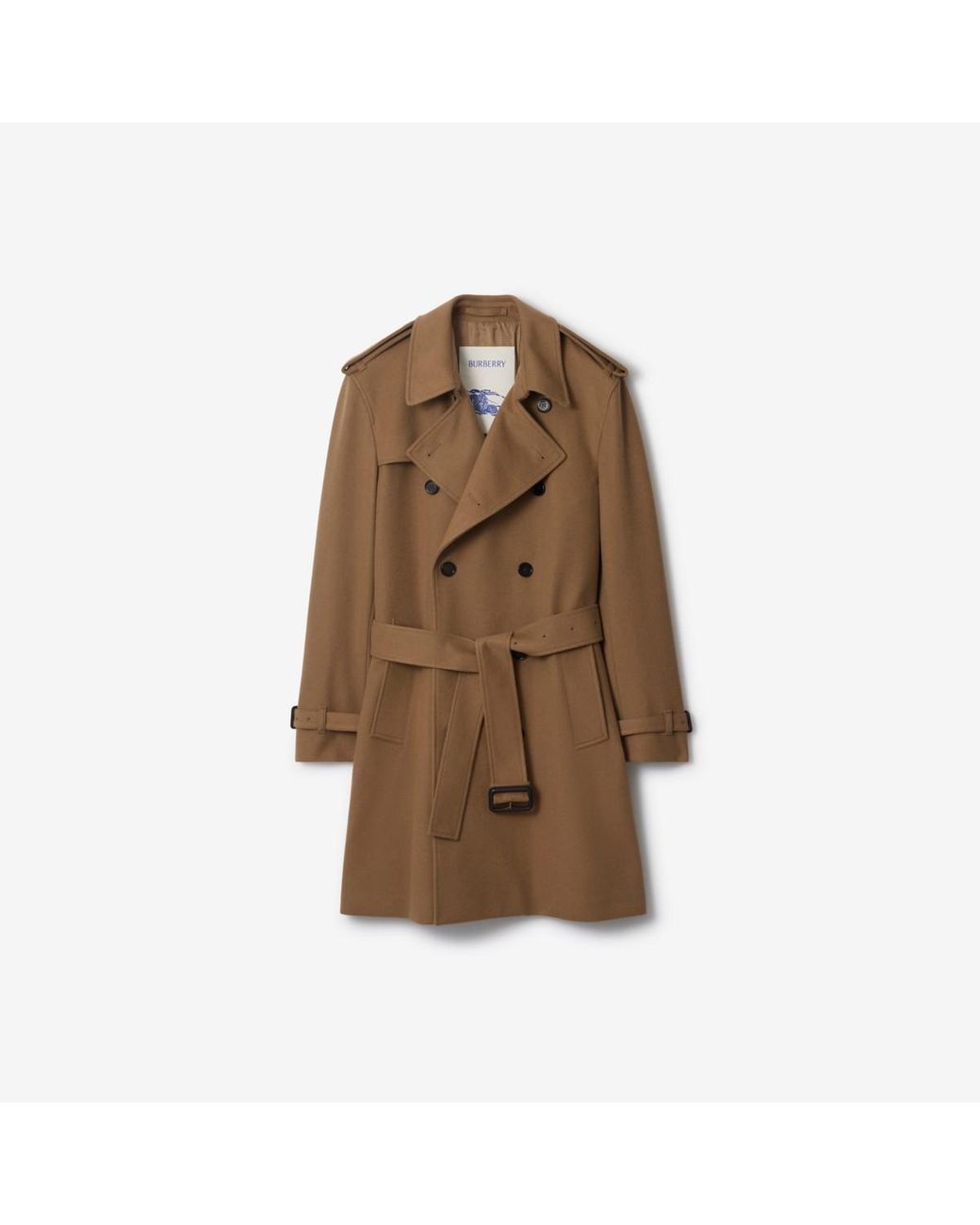 Burberry Brown Mid-Length Cashmere Trench Coat for men
