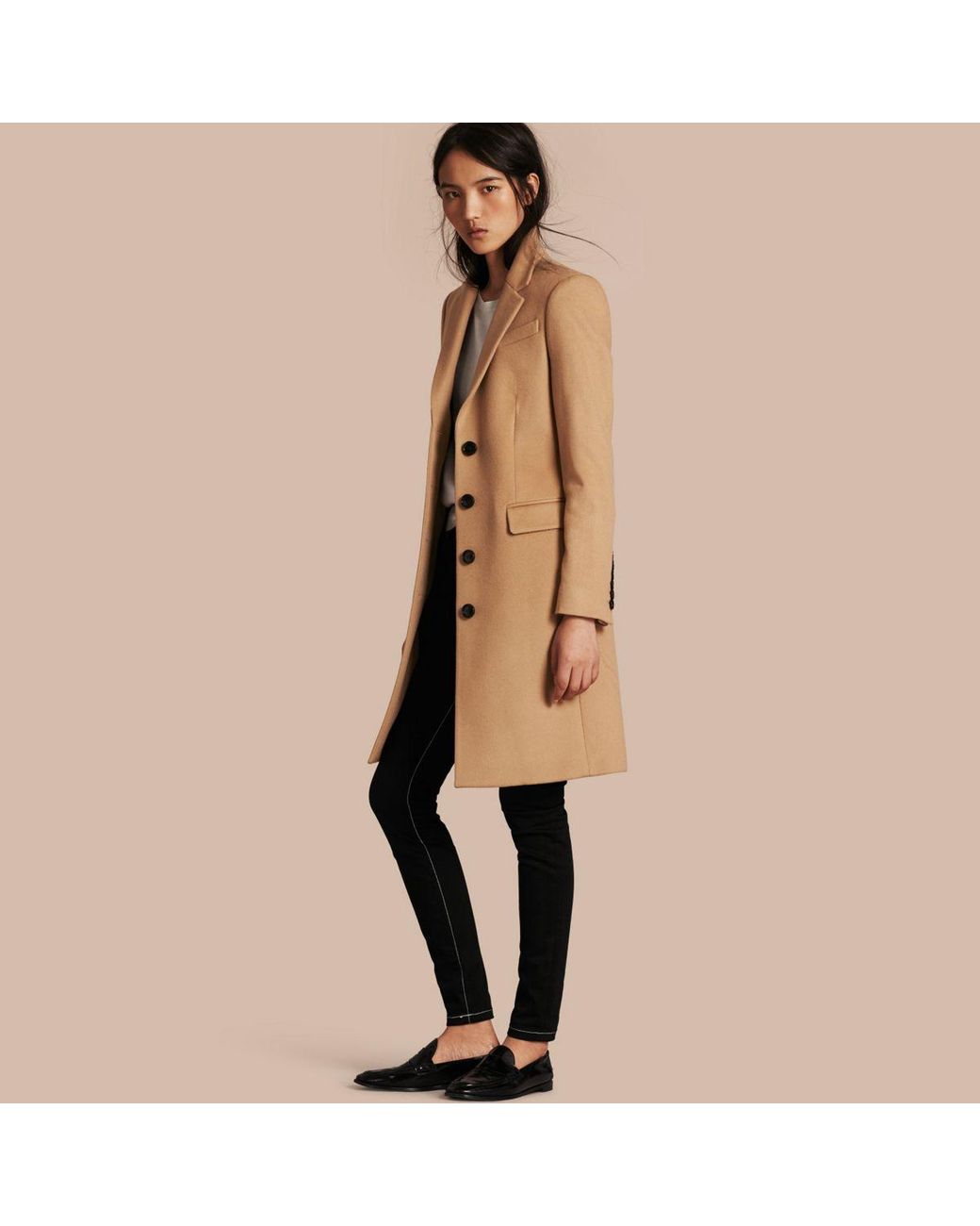 Burberry Tailored Wool Cashmere Coat in Natural | Lyst