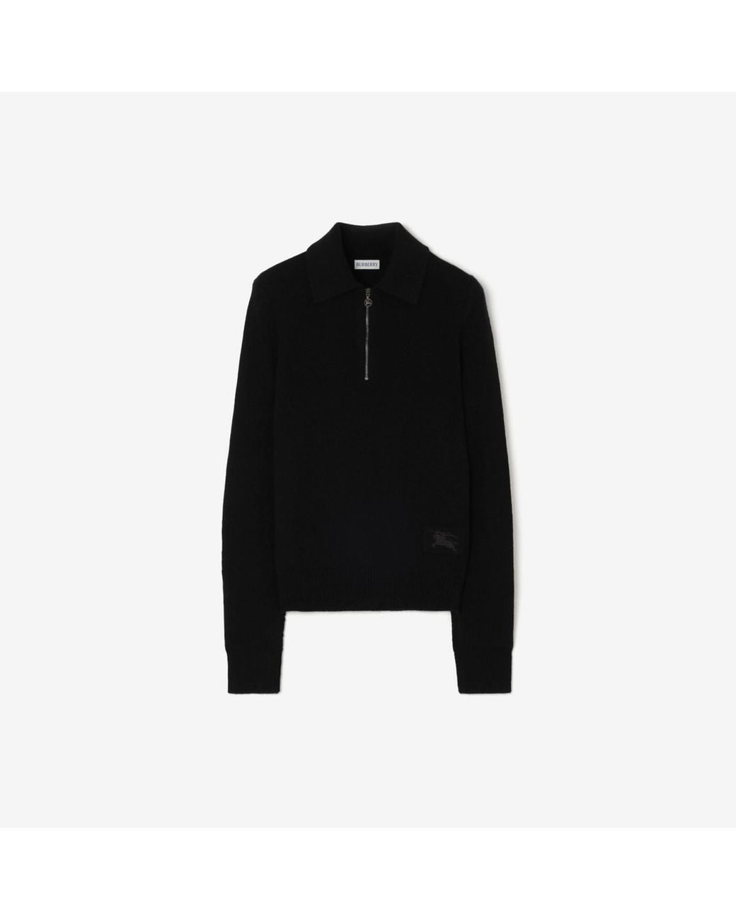 Burberry Black Long-Sleeve Cashmere Polo Shirt