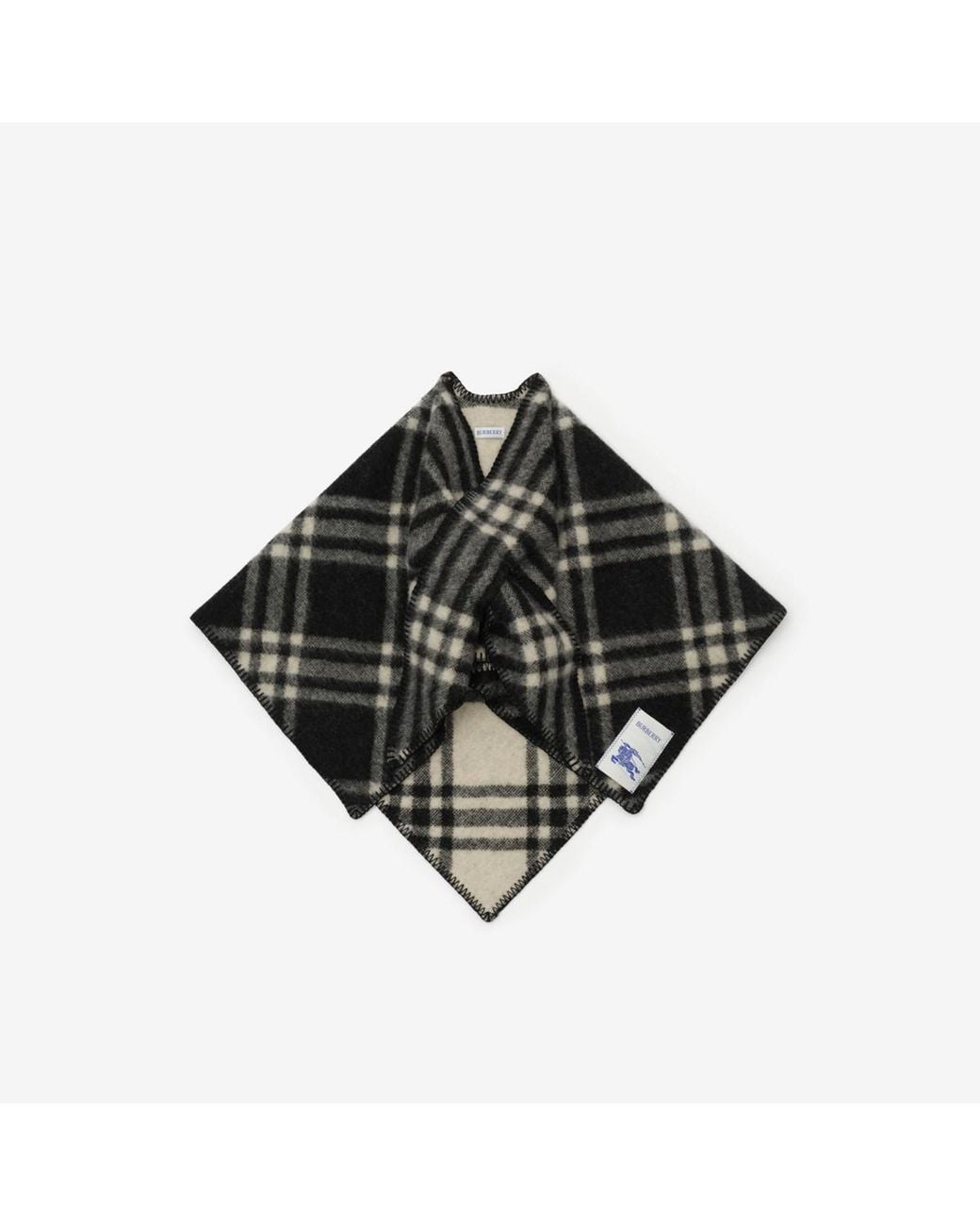 Burberry Black Check Wool Scarf Capelet
