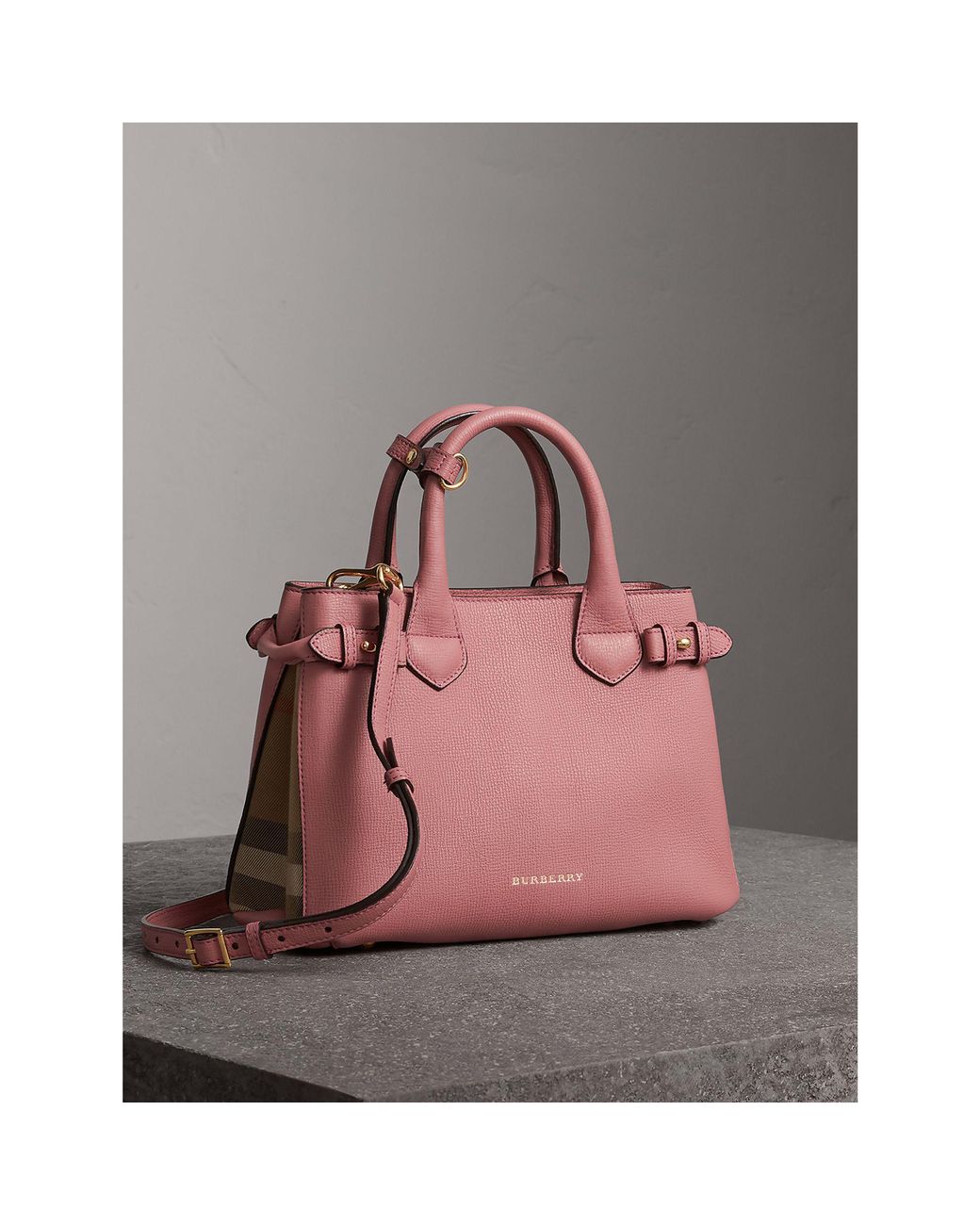 Leather tote Burberry Pink in Leather - 33161802