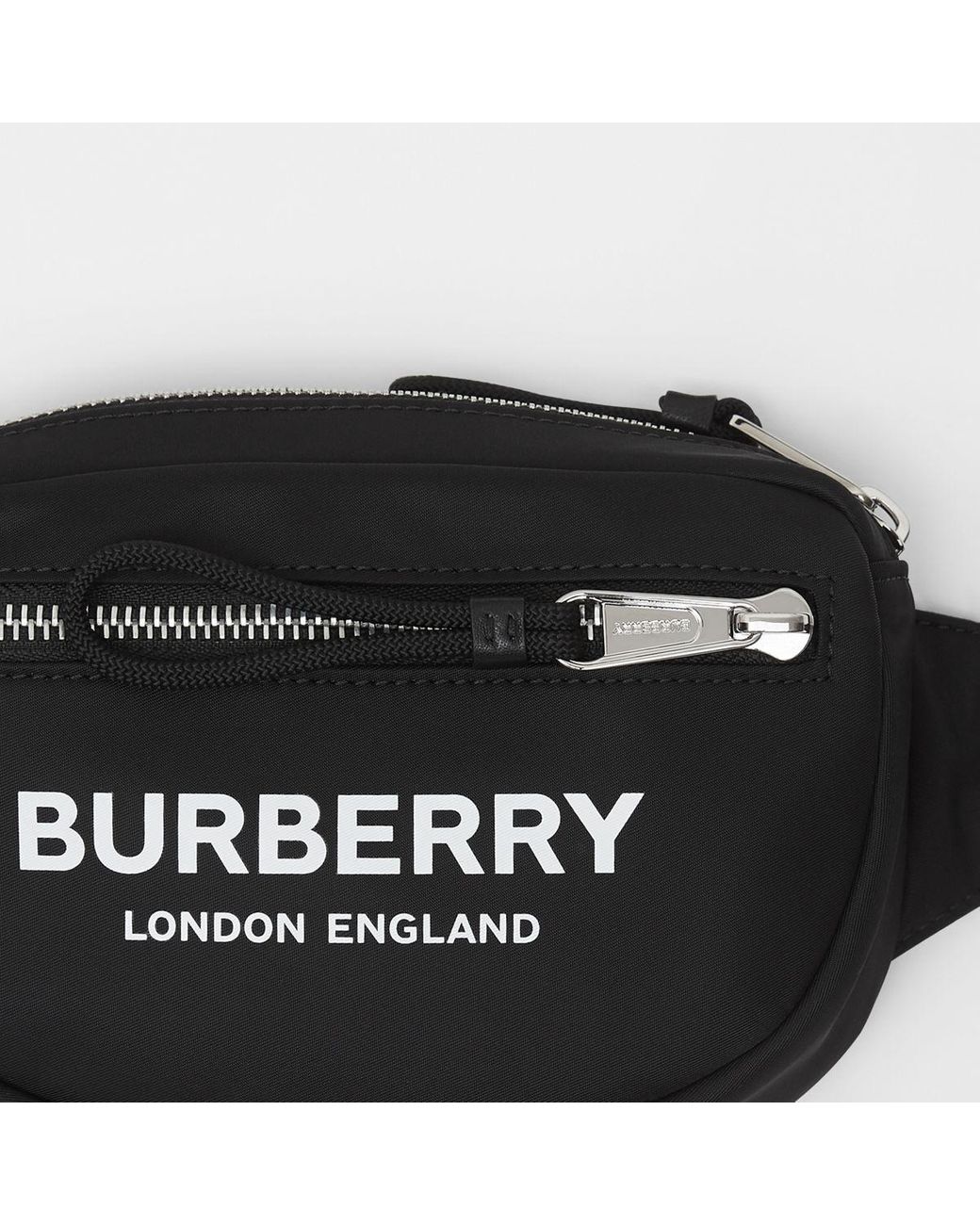 Burberry Logo Print Nylon Cannon Bum Bag Small Grey in Econyl with