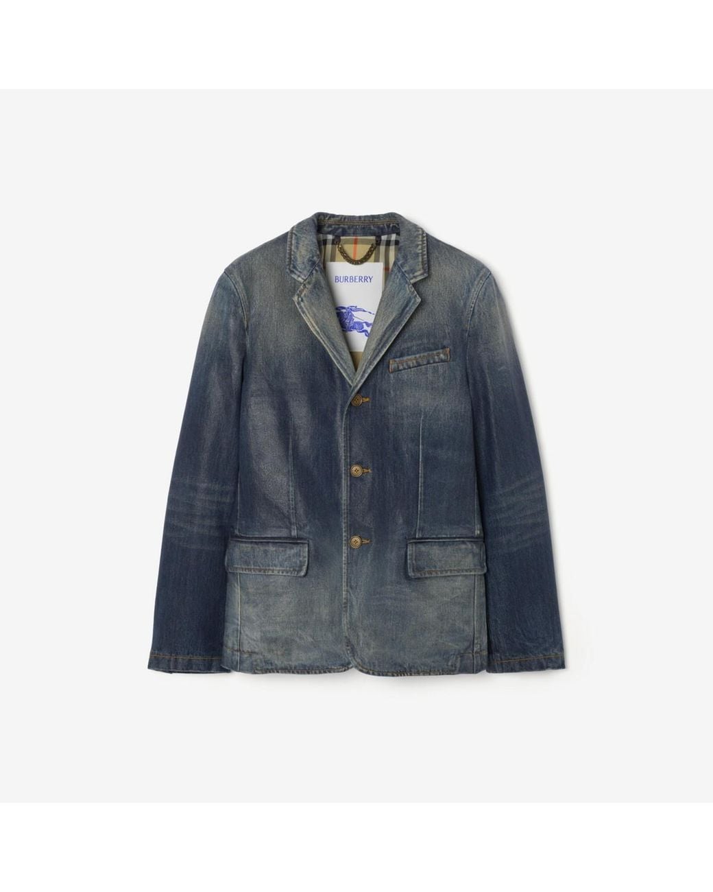 Burberry Blue Coated Denim Tailored Jacket for men