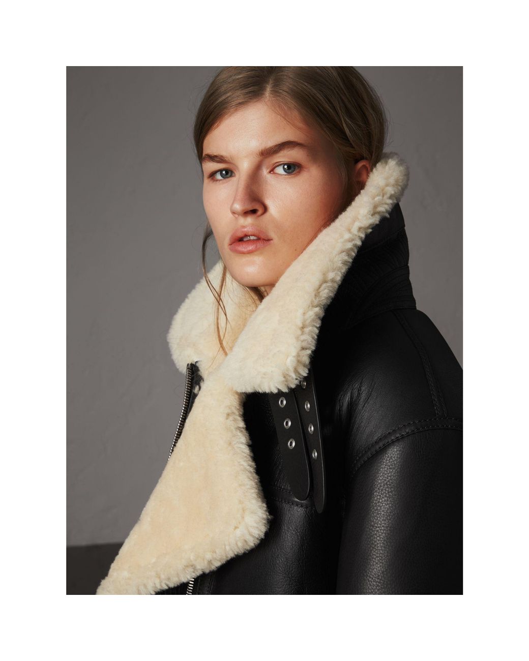 Burberry shearling sales aviator jacket