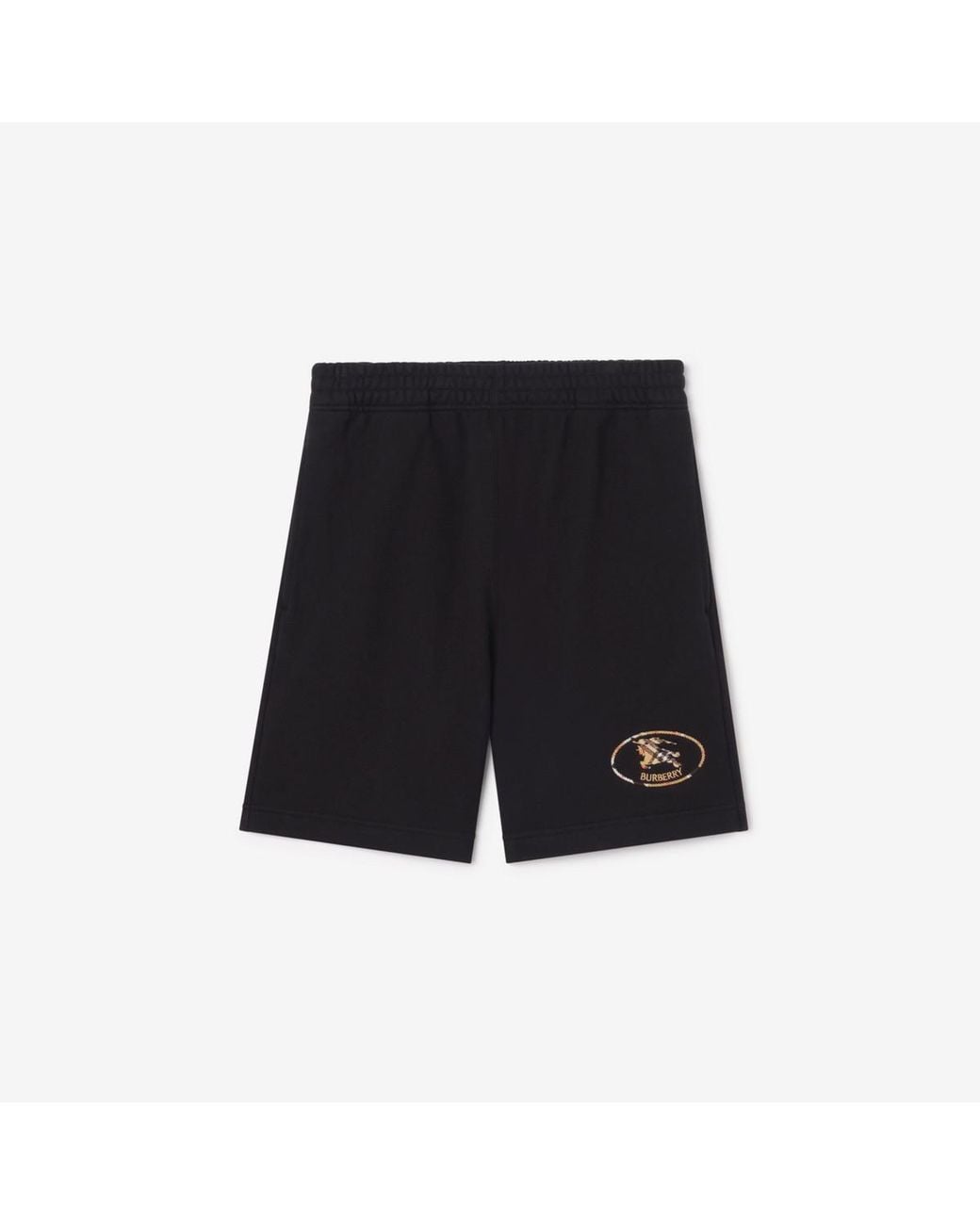 Burberry Black Check Knight Stamp Cotton Shorts for men