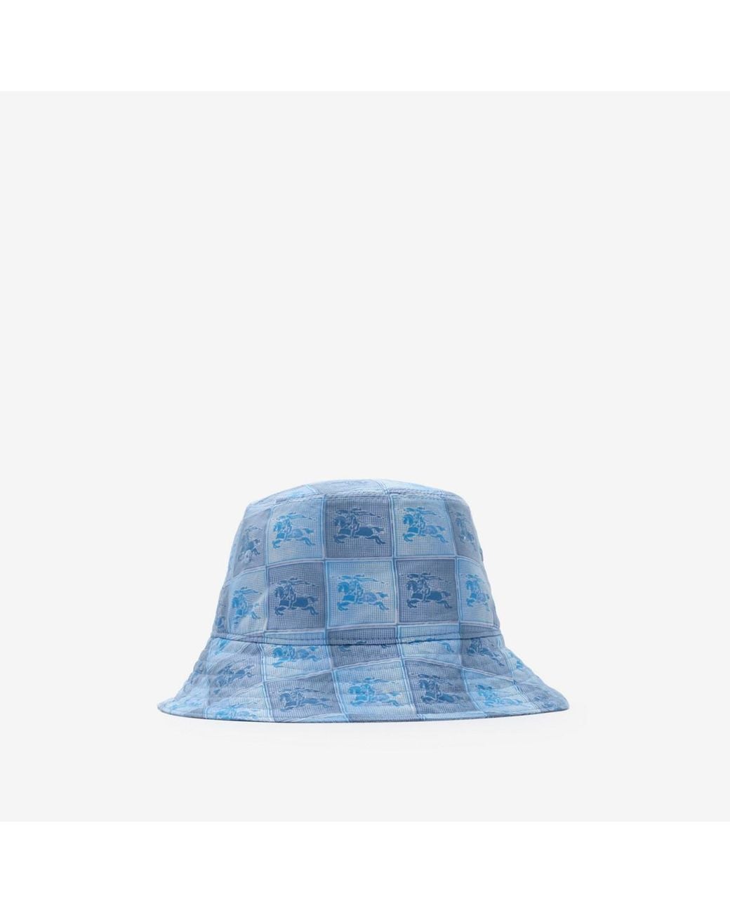 Burberry Blue Childrens Knight Checkerboard Cotton Bucket Hat