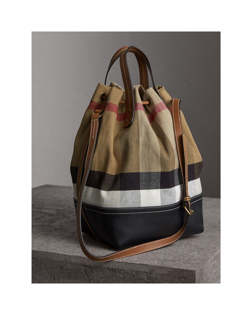 Burberry Canvas Check Bucket Bag | Lyst
