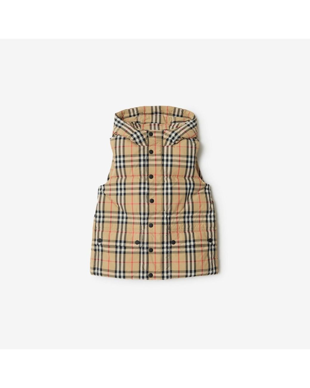 Burberry Natural Childrens Check Nylon Puffer Gilet for men