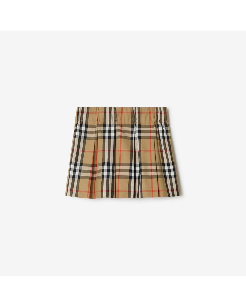 Burberry Natural Childrens Pleated Check Cotton Skirt