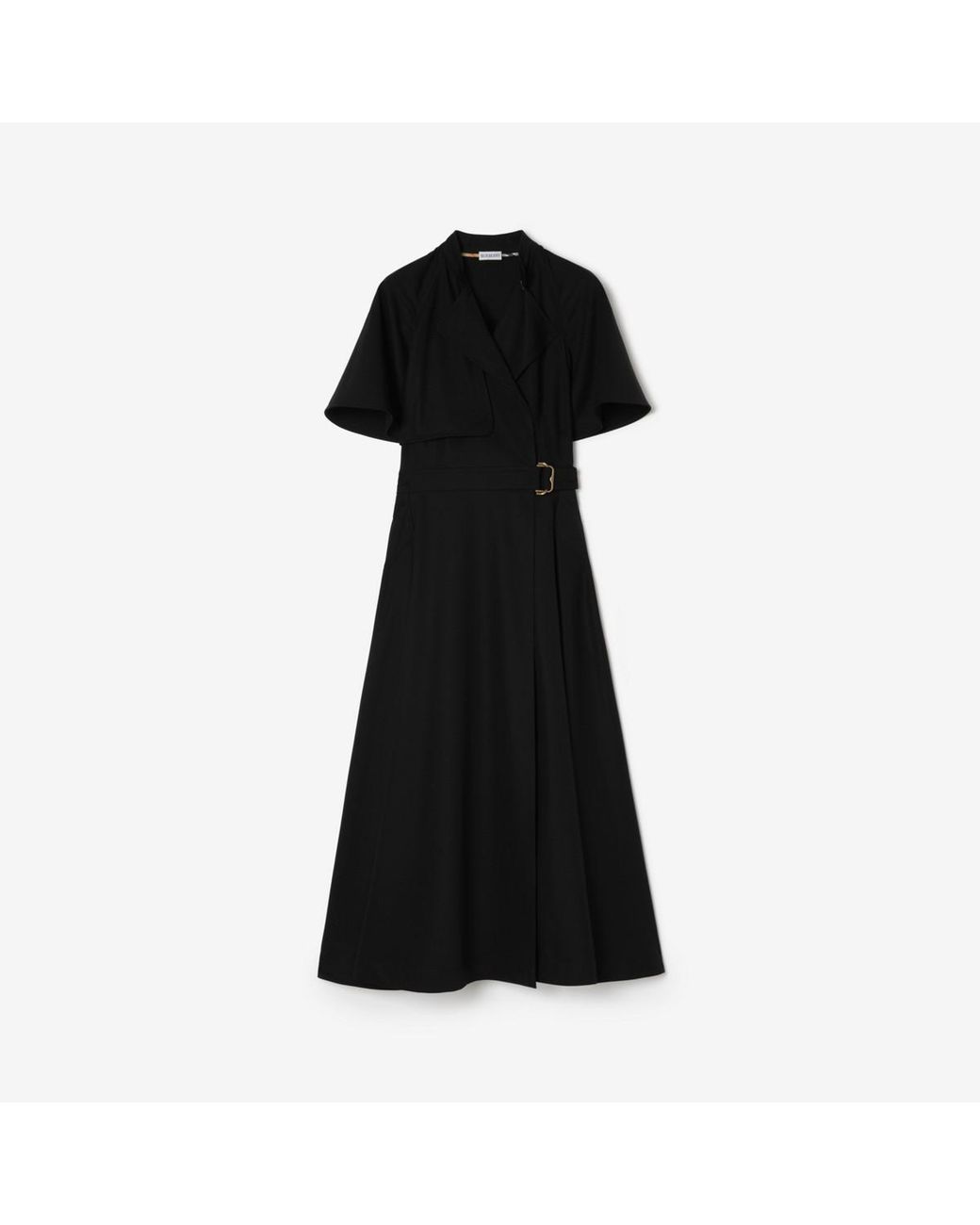 Burberry Black Wool Twill Wrap Dress