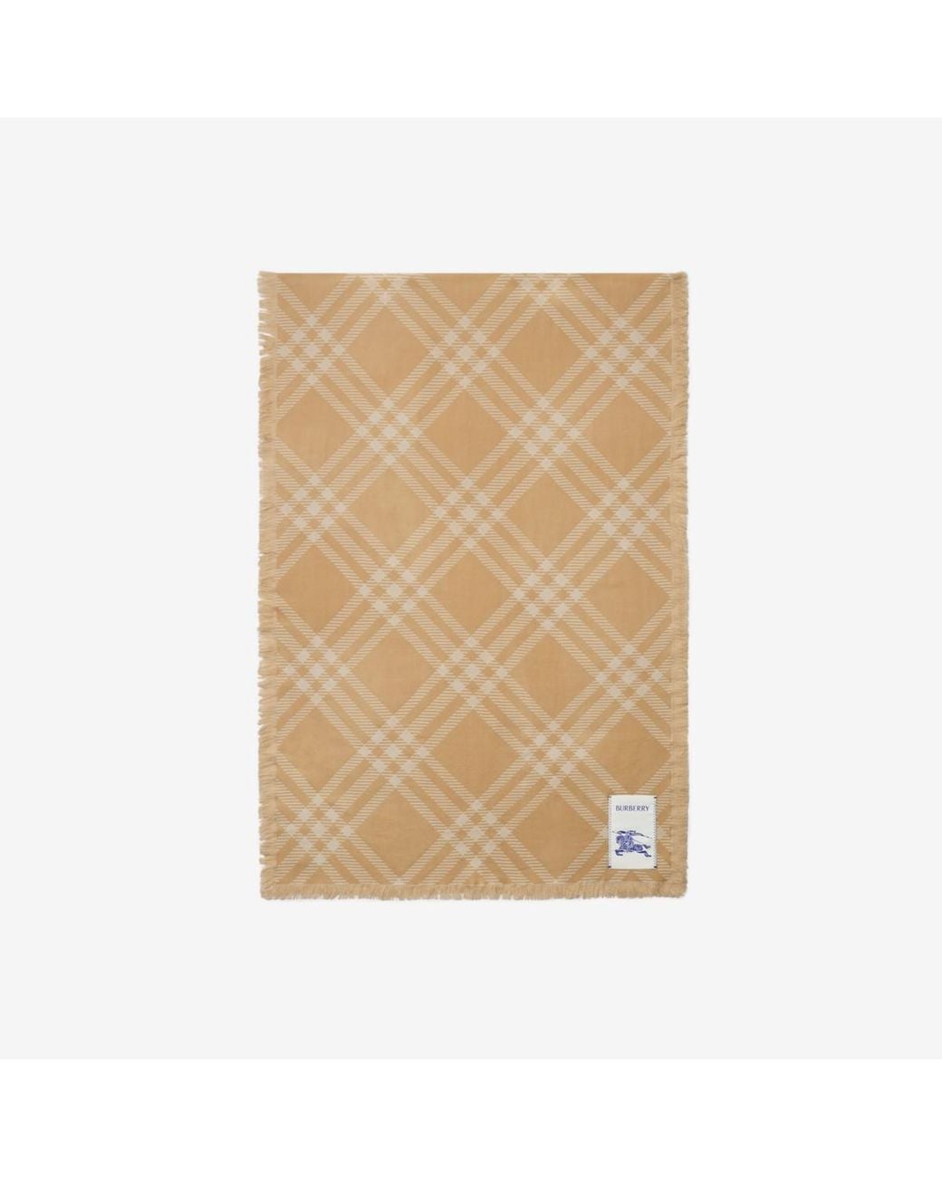 Burberry Natural Wide Check Wool Silk Scarf