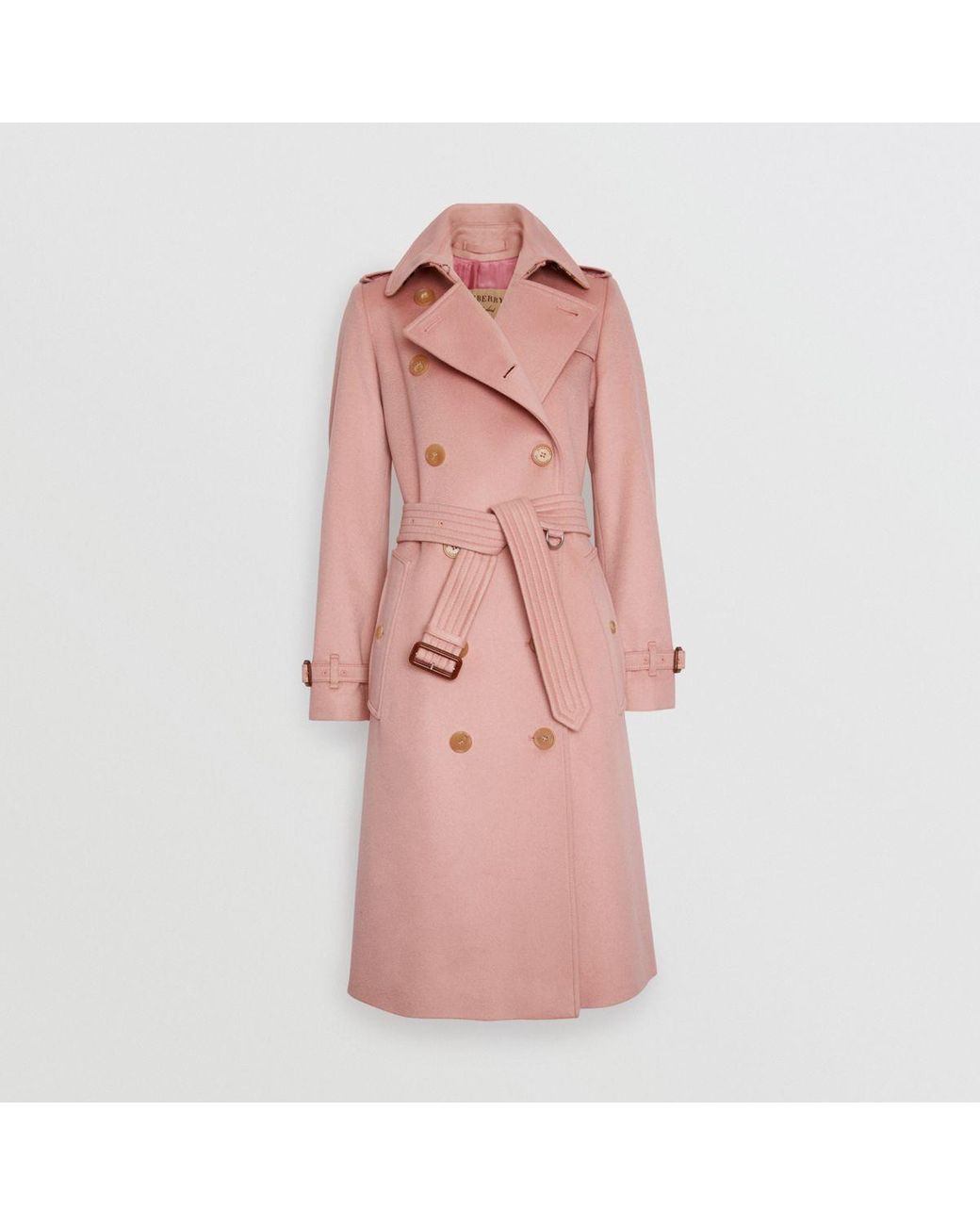 Burberry Cashmere Trench Coat in Chalk Pink (Pink) | Lyst