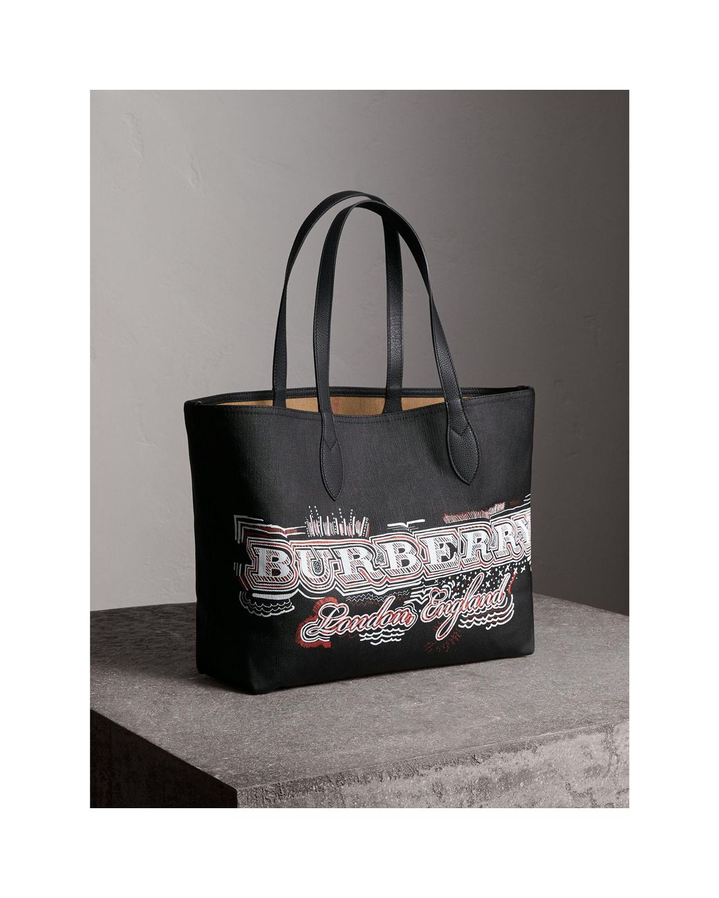Burberry Multicolor Coated Canvas Doodle Reversible Tote QKB31Y0LWB000
