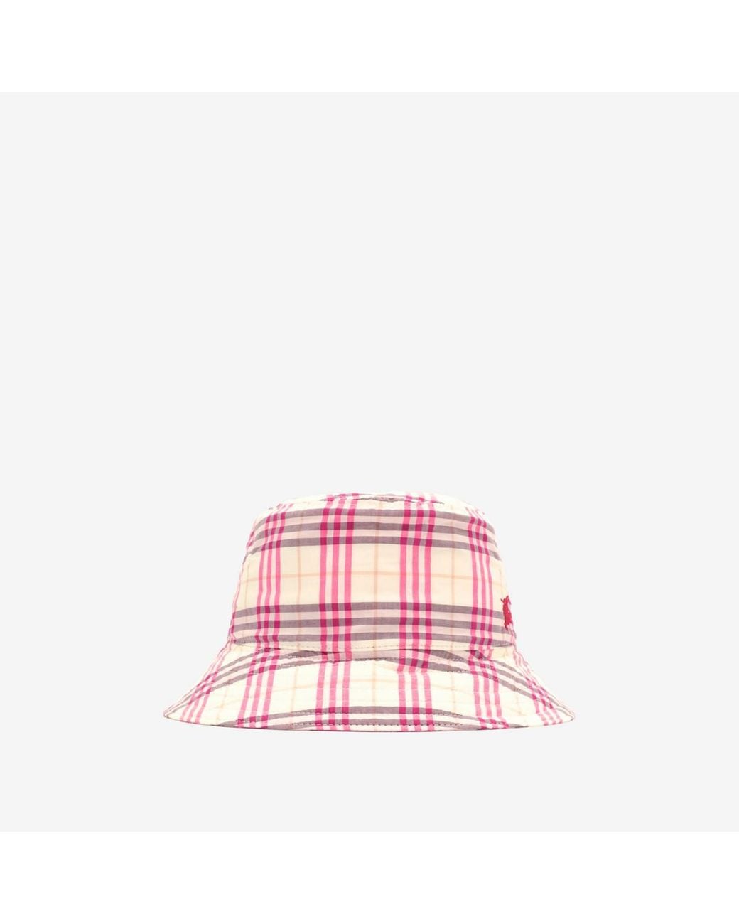 Burberry Pink Childrens Check Cotton Bucket Hat
