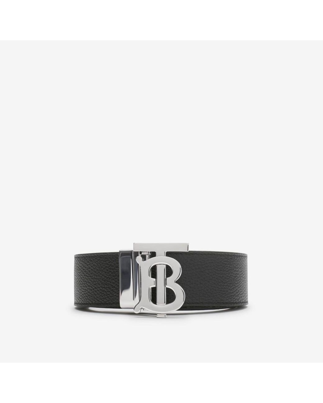 Burberry Black Leather Reversible Wide Tb Belt for men