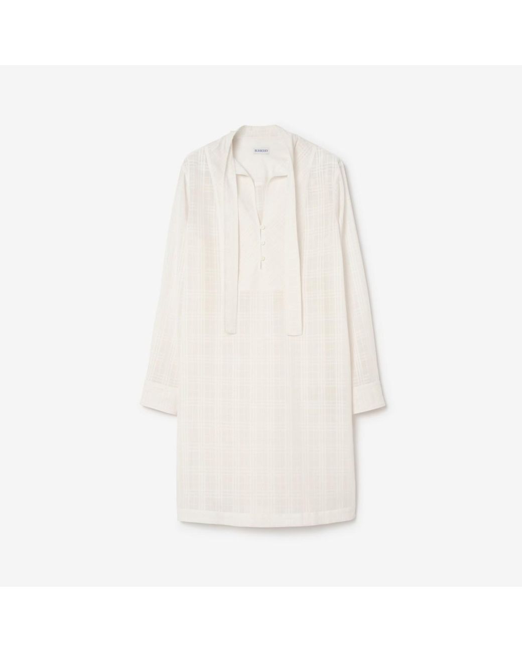 Burberry White Check Cotton Voile Dress
