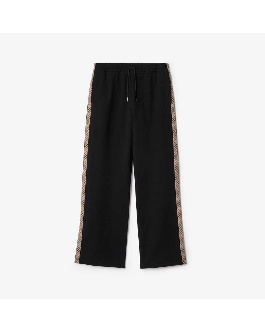Burberry Black Check Trim Cotton Track Pants