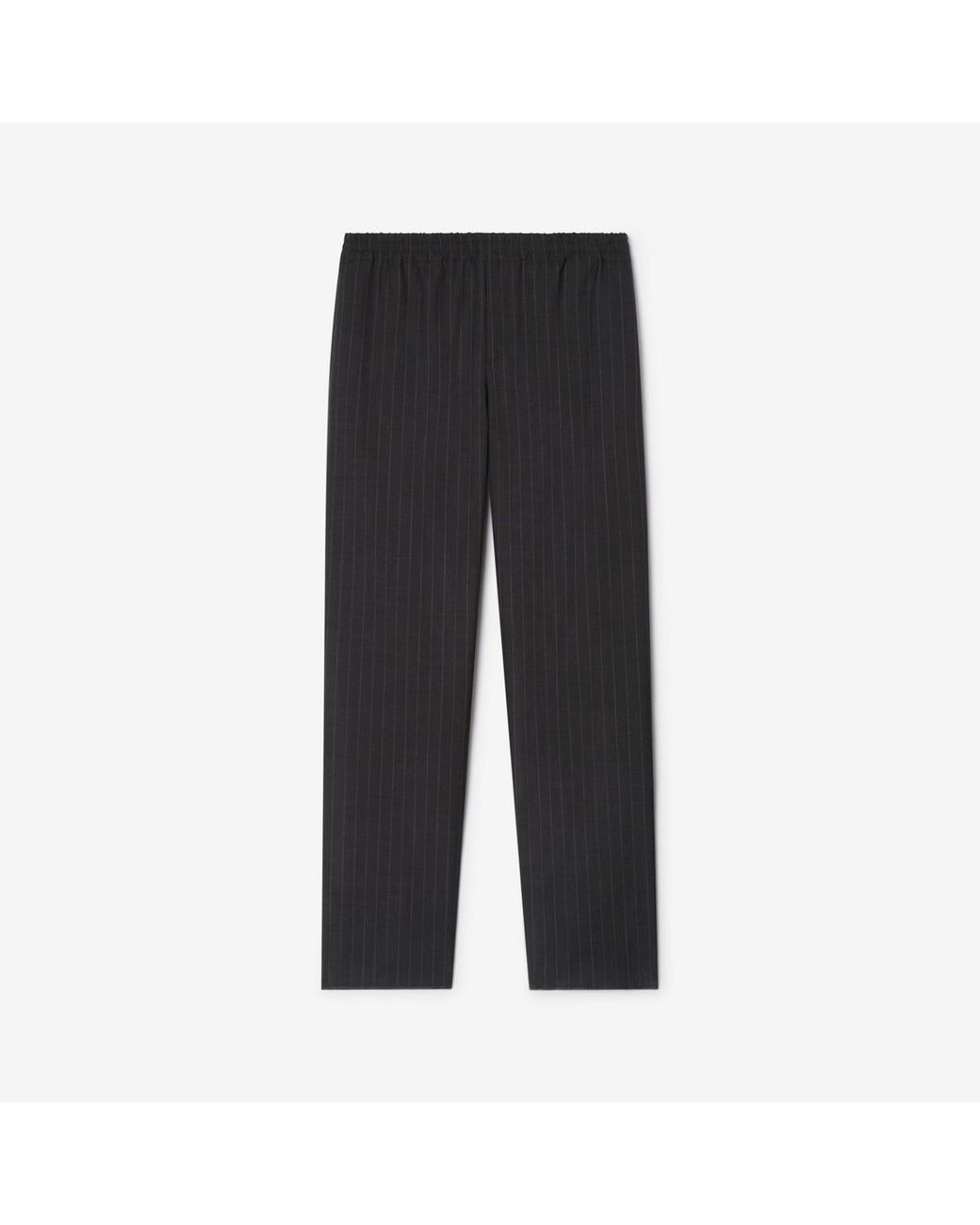 Burberry Black Pinstriped Wool Track Pants for men