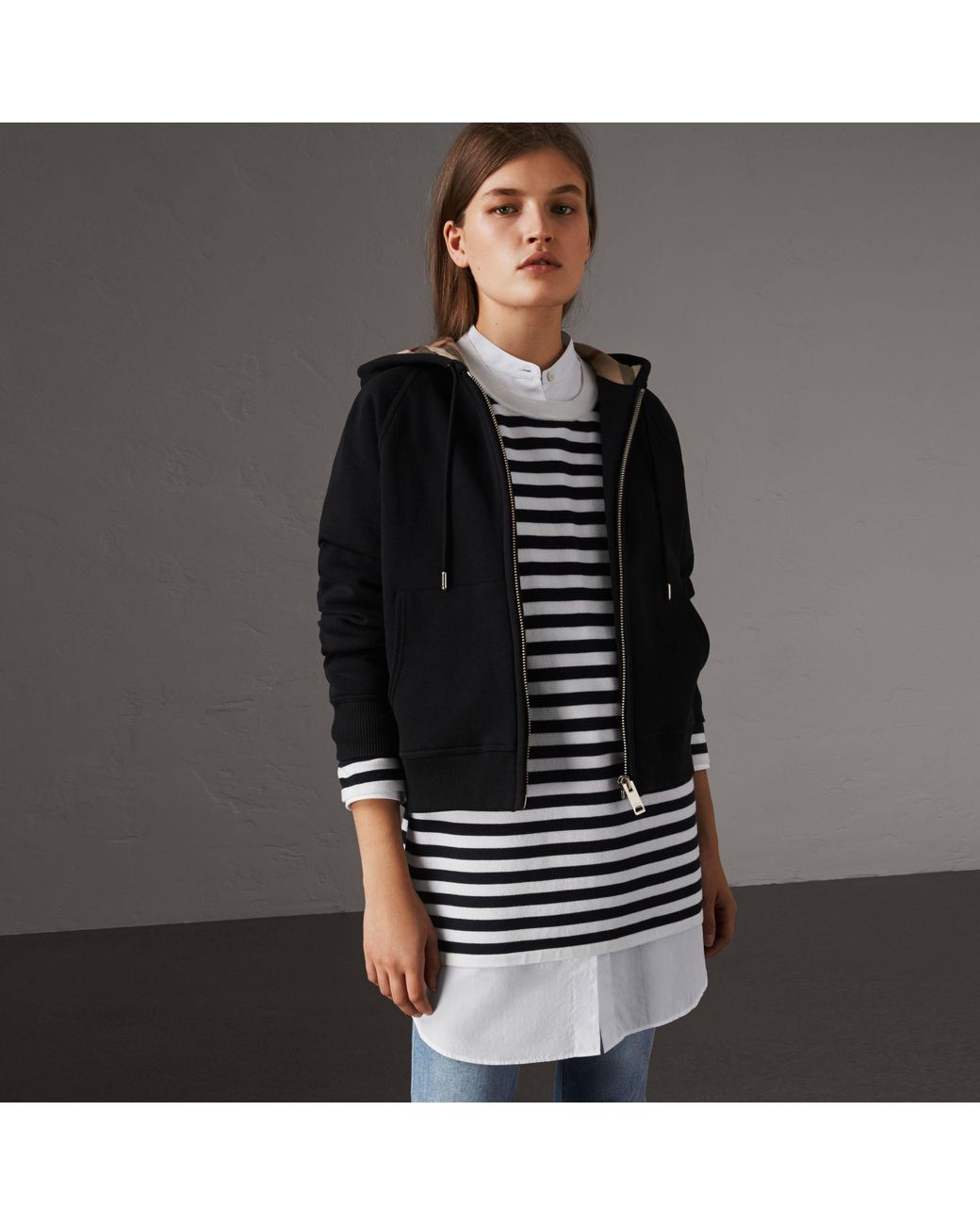 Burberry zip front hooded sweatshirt outlet