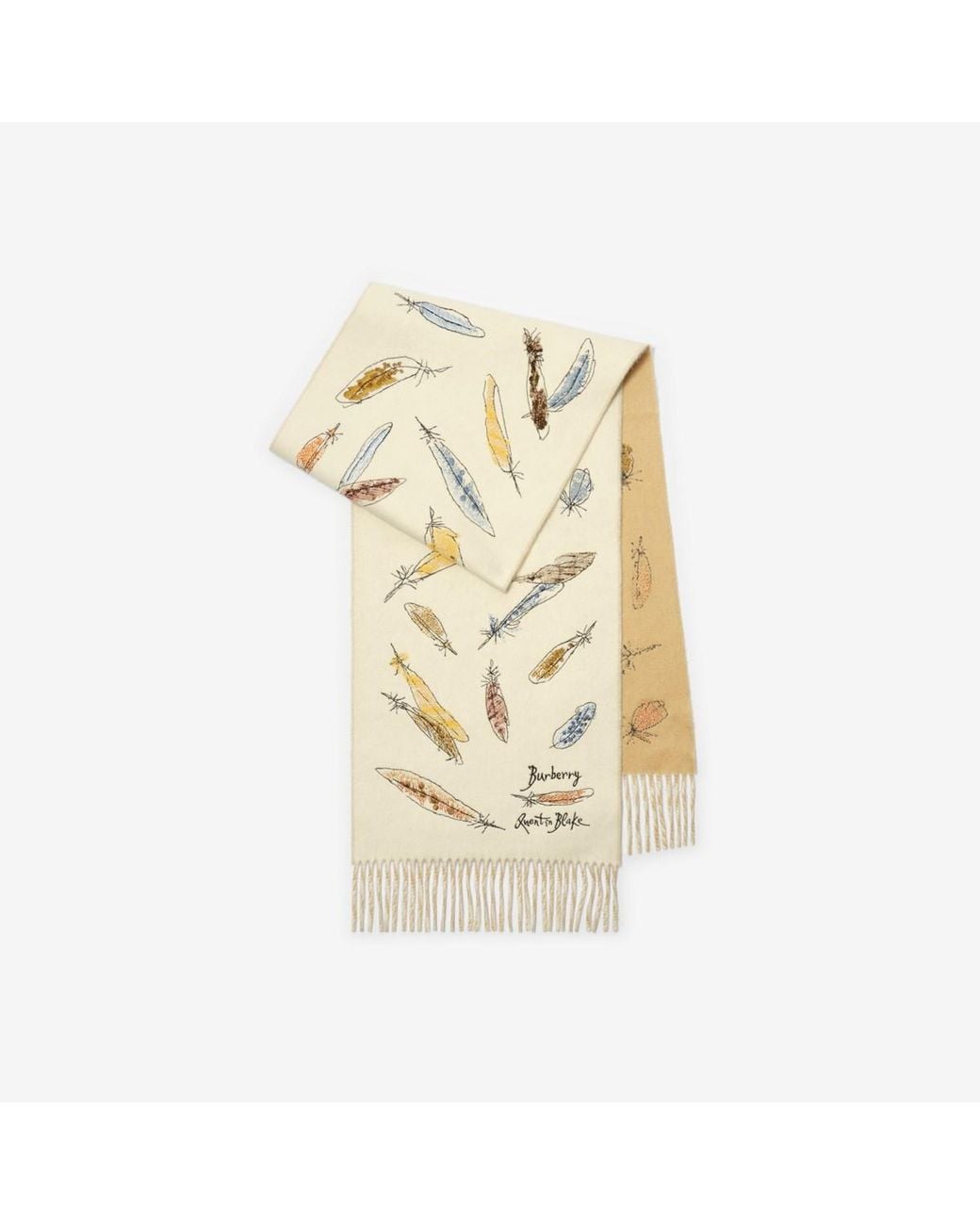 Burberry Metallic Feather Print Cashmere Scarf
