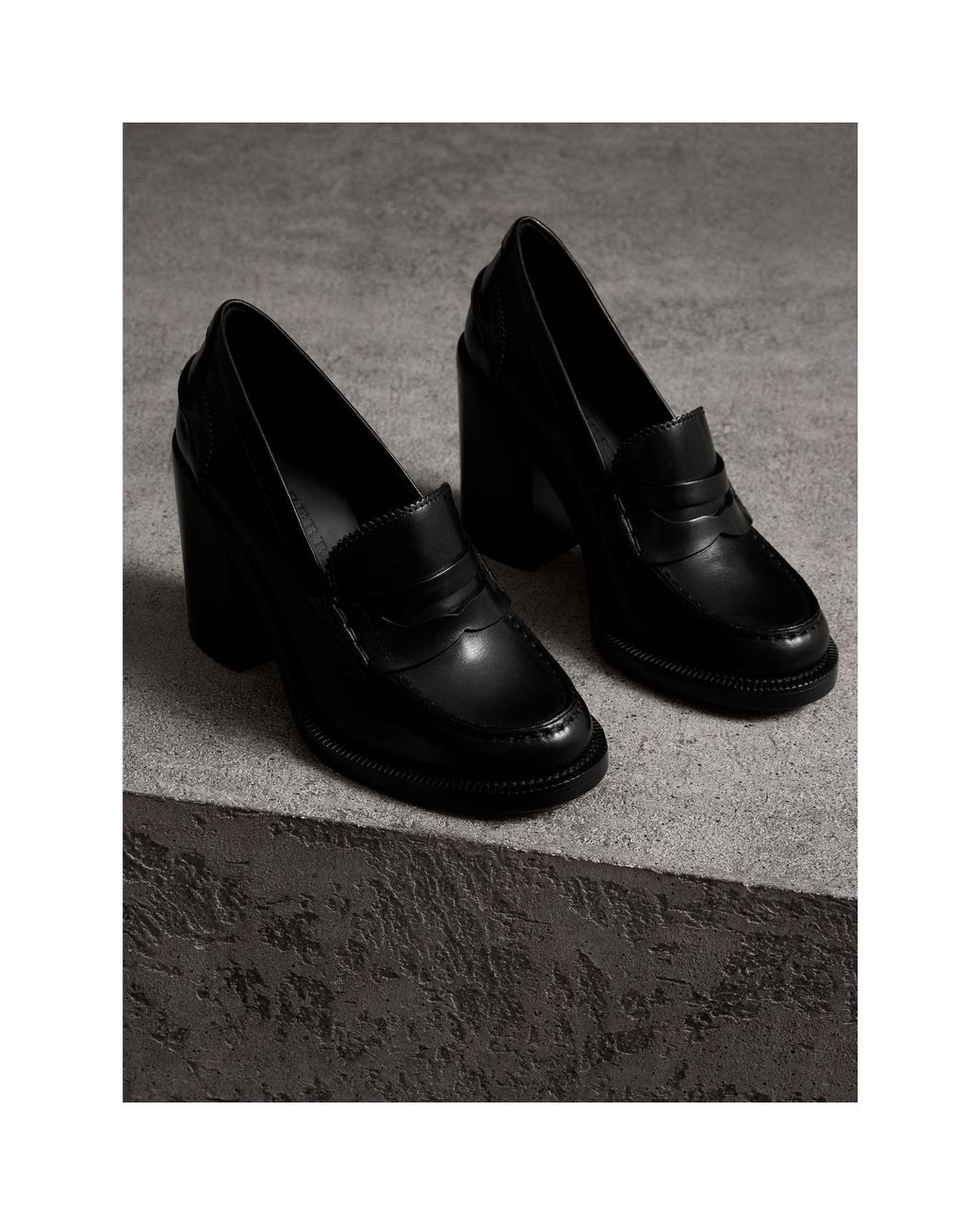 ローファー・オックスフォード Burberry Cadet Black Leather Loafers With Heel Leather Cadet Heeled Loafers in Black - Women | Burberry