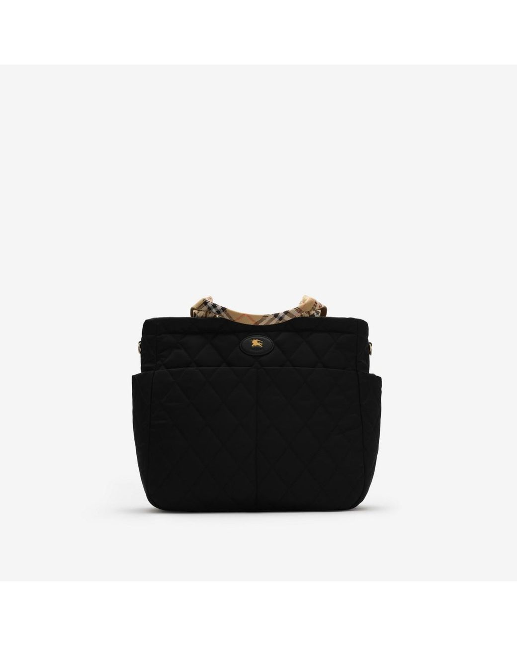 Burberry Black Childrens Check Trim Quilted Nylon Baby Changing Bag