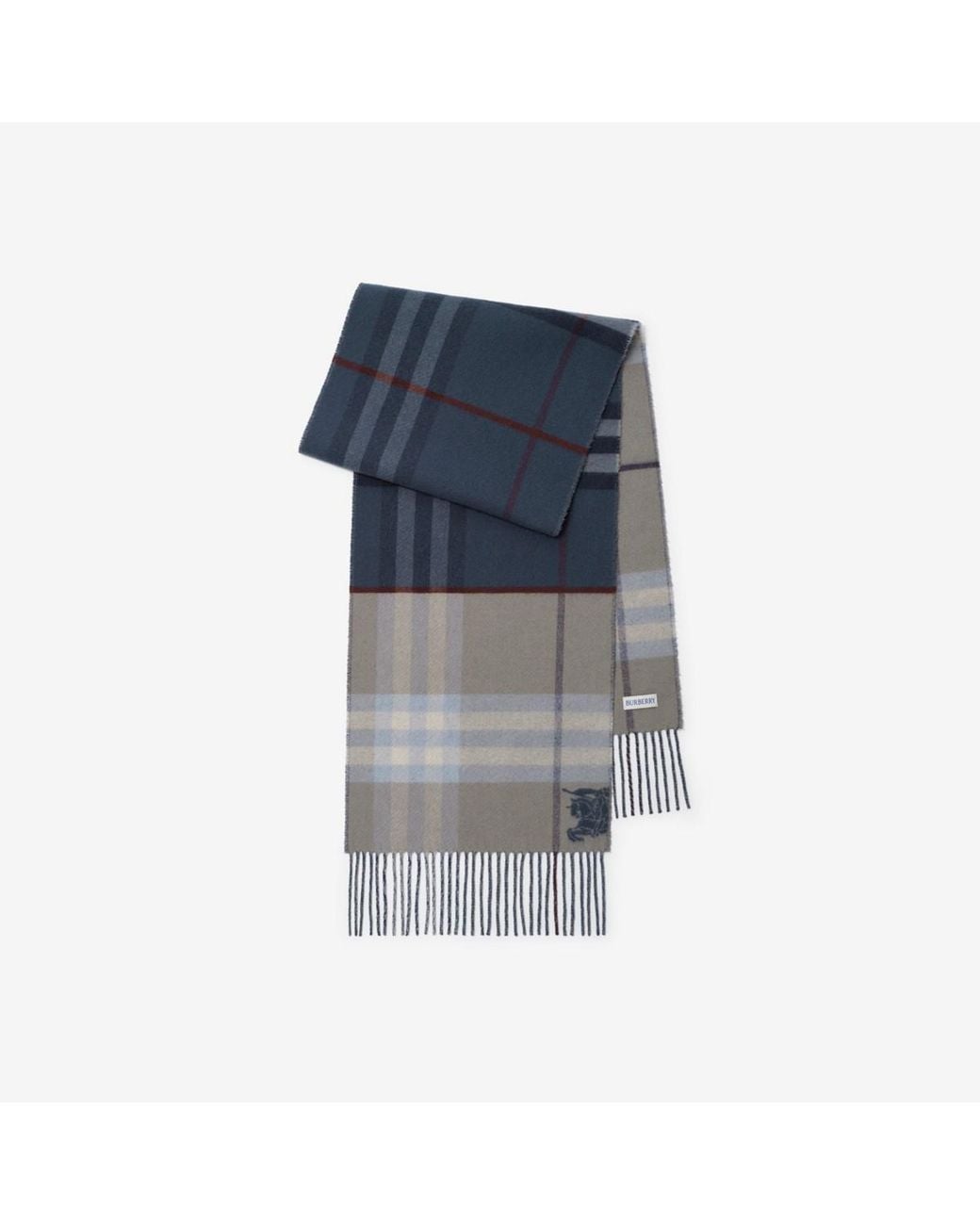 Burberry Blue Contrast Check Cashmere Scarf