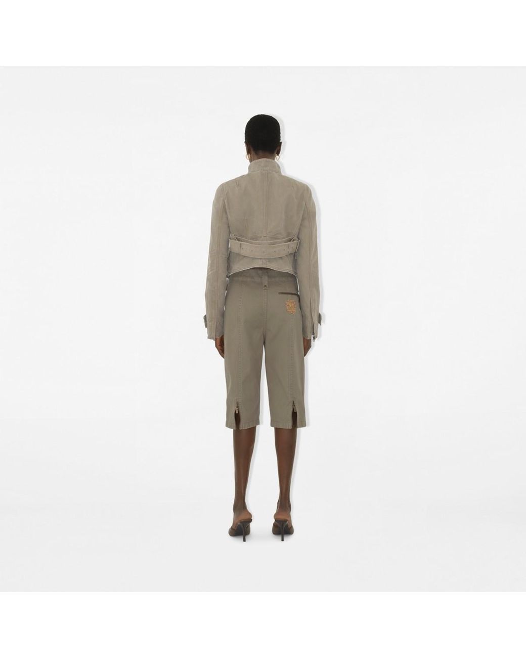 Burberry Cotton Capri Trousers in Gray | Lyst