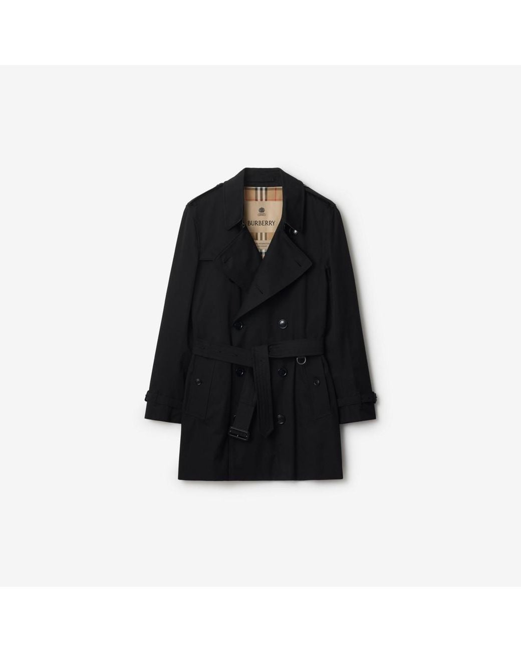 Burberry Black Short Kensington Heritage Trench Coat for men