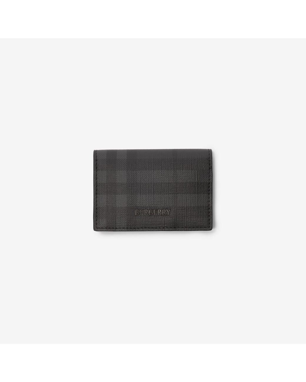 Burberry Black City Check Bifold Card Case for men