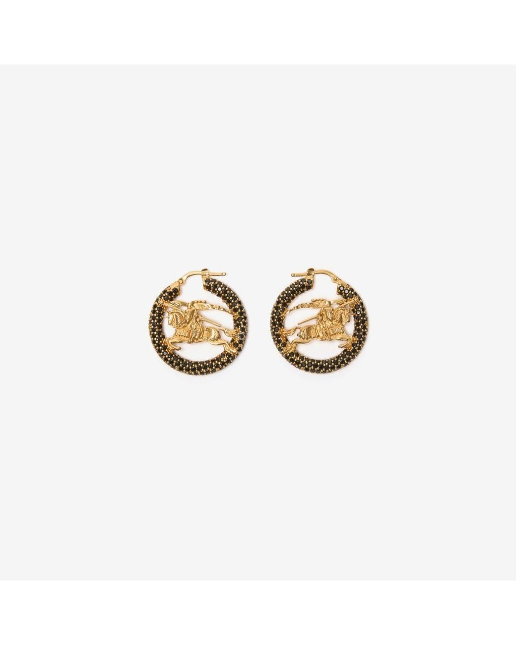 Burberry Metallic Knight Pavé Hoop Earrings