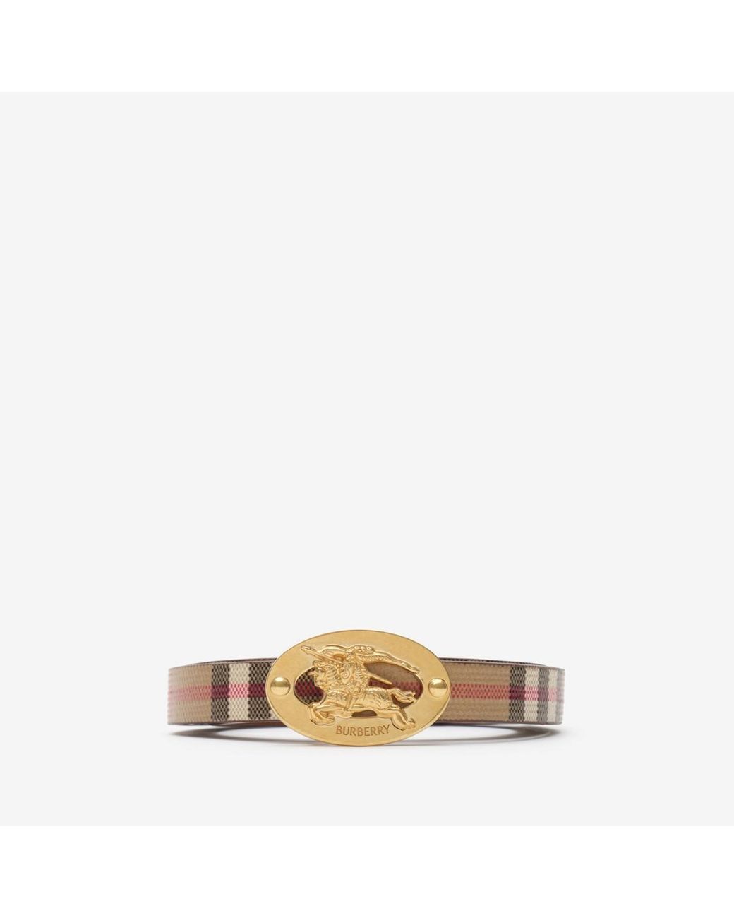 Burberry Natural Thin Reversible Check Oval Belt