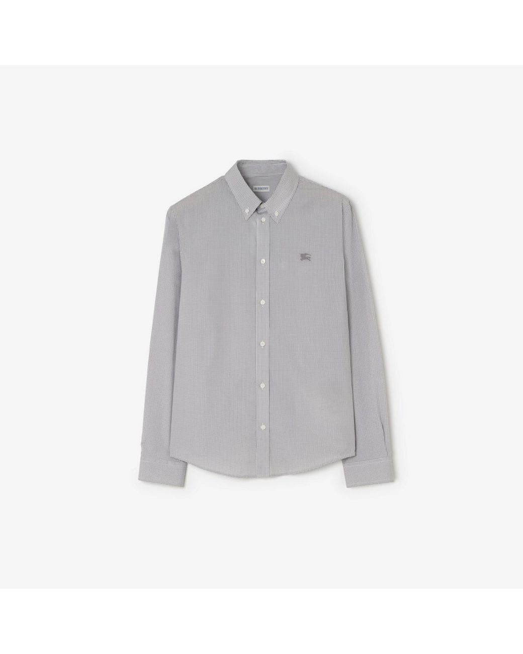 Burberry Gray Classic Fit Gingham Cotton Shirt for men