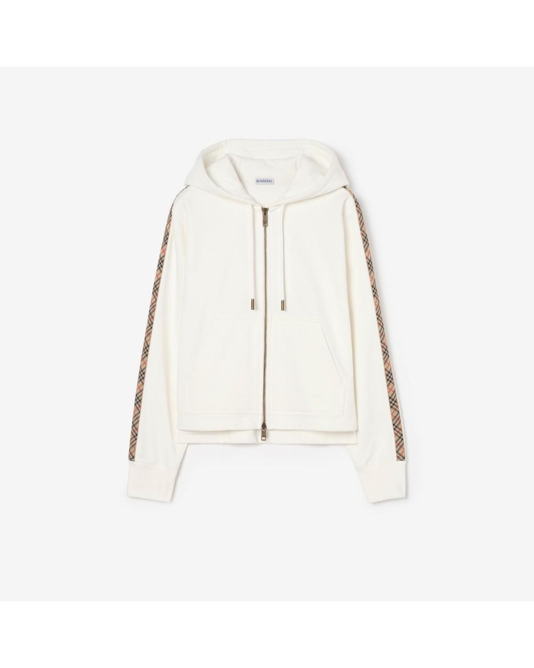 Burberry Natural Check Trim Cotton Zip Hoodie