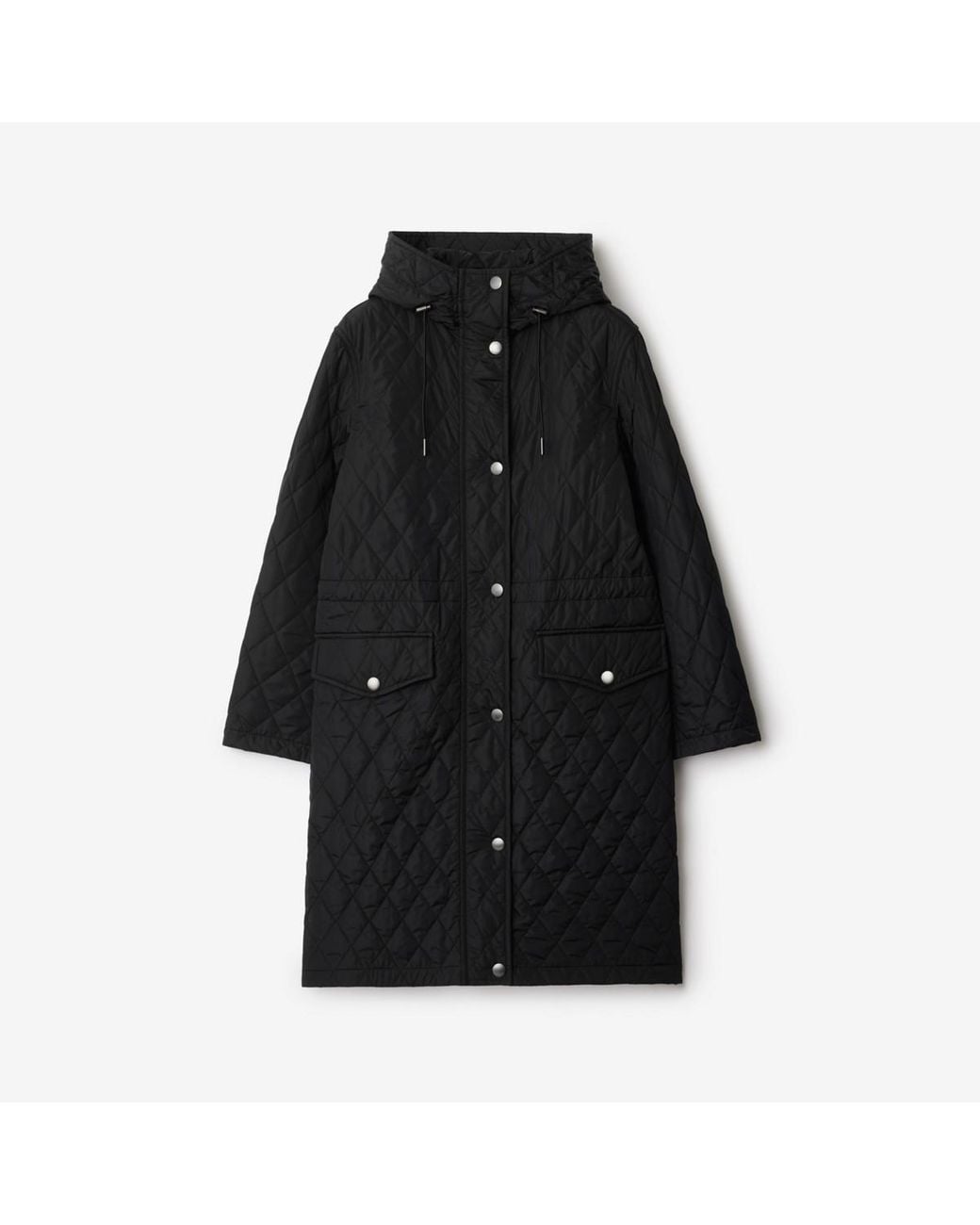 Burberry Black Quilted Nylon Hooded Coat