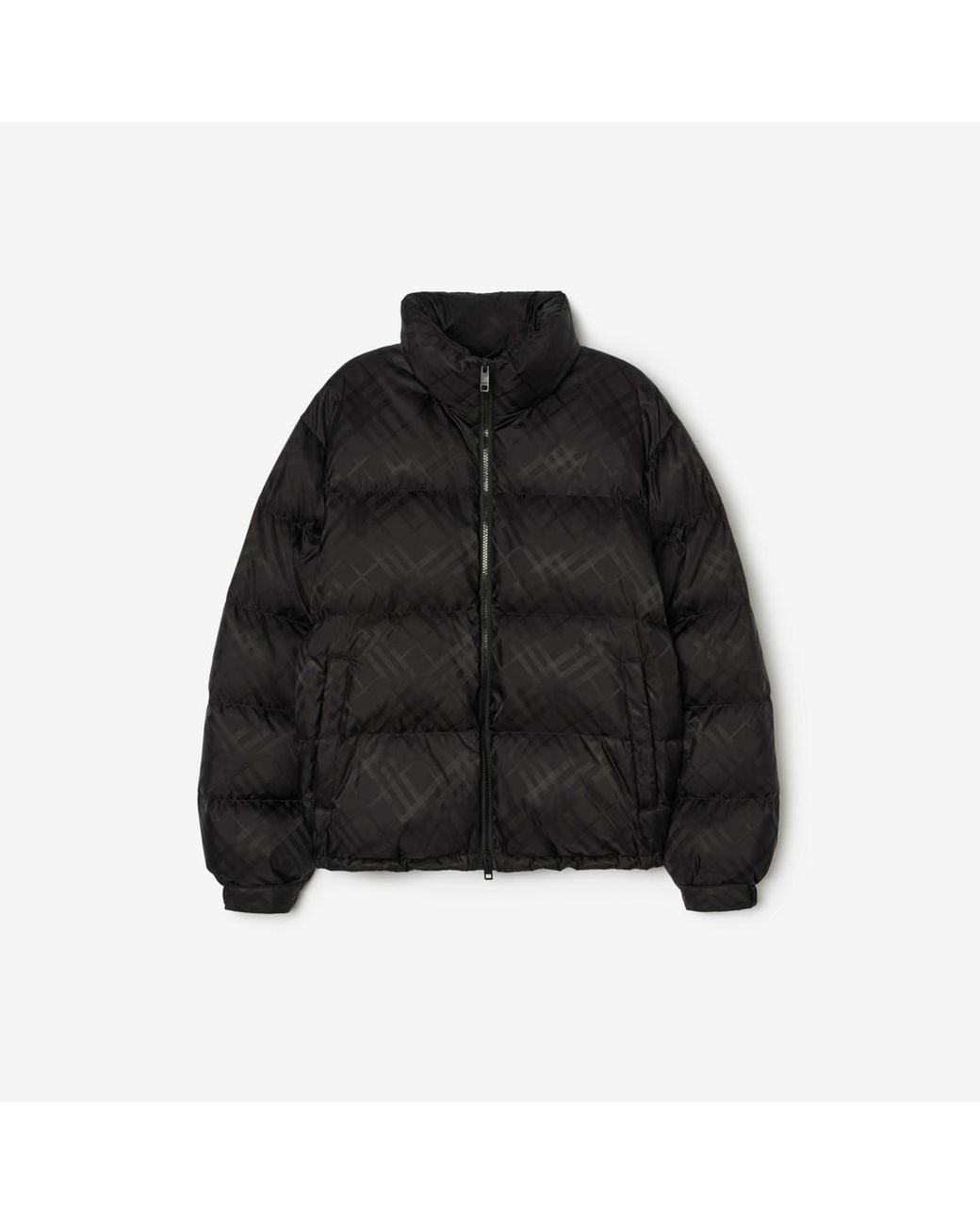 Burberry Black Check Nylon Highlands Puffer Jacket for men