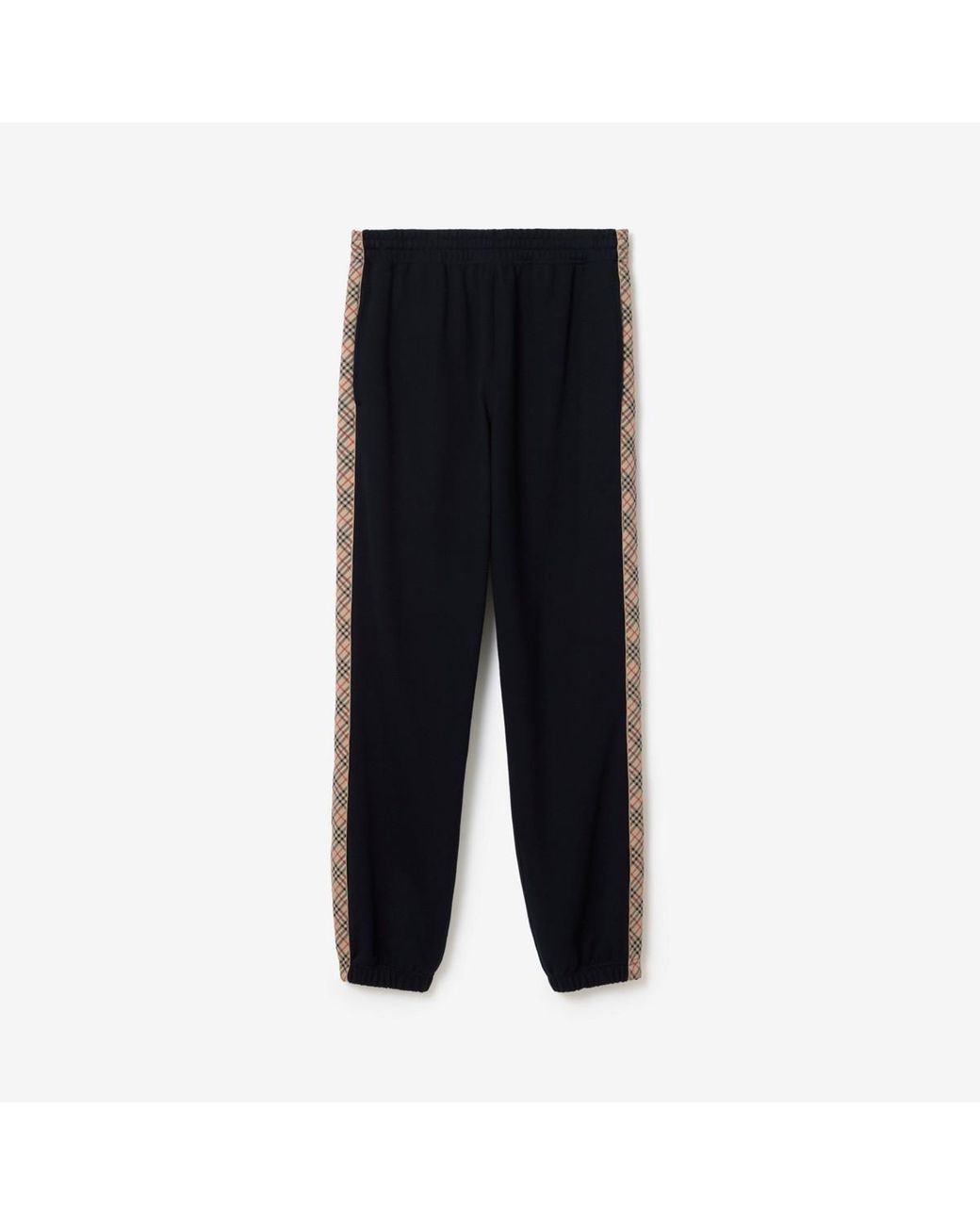 Burberry Black Check Trim Cotton Jogging Pants for men