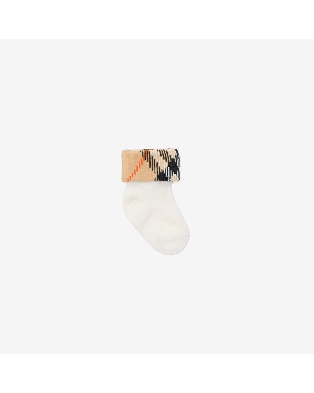 Burberry White Childrens Check Cotton Blend Two-Piece Socks Set