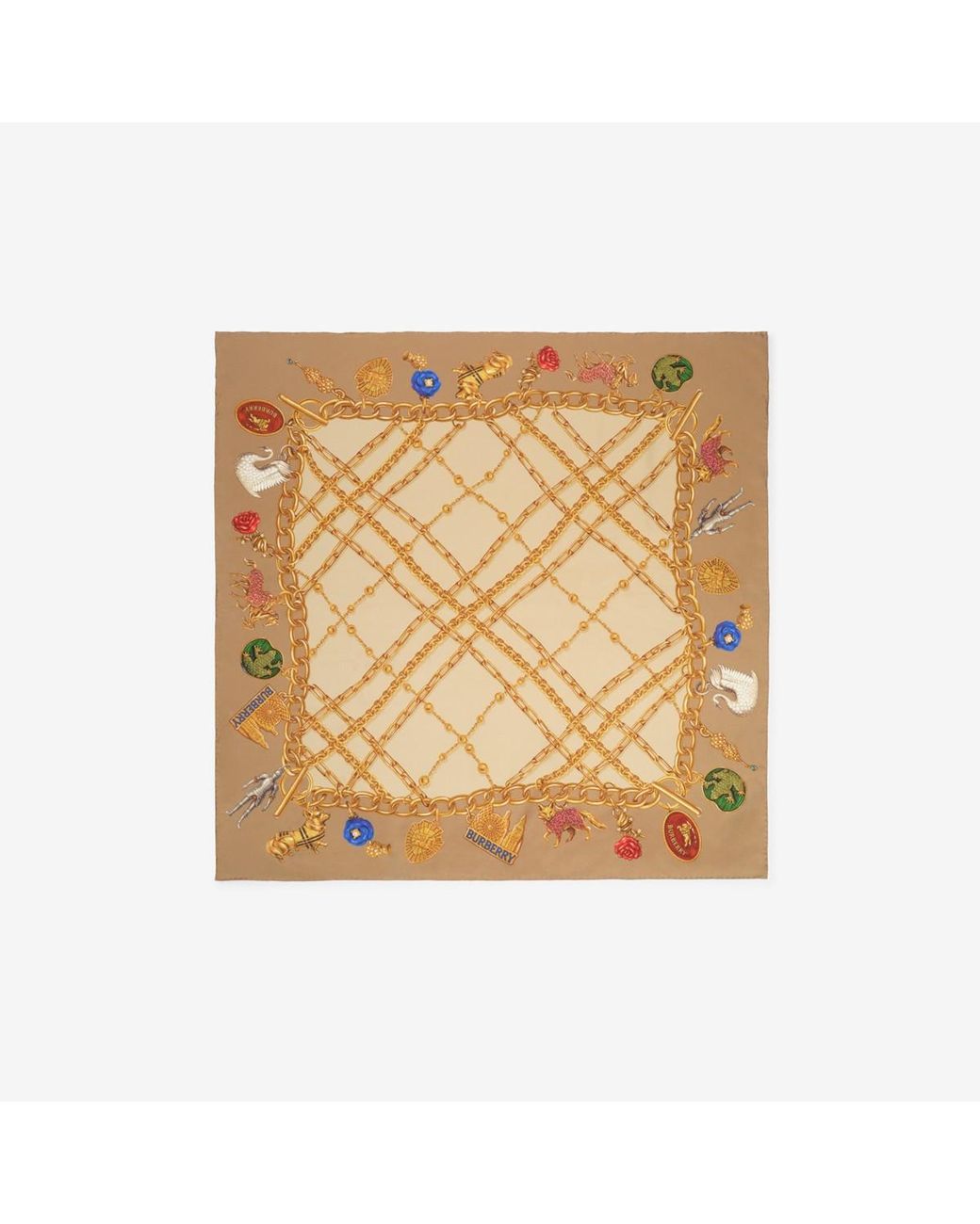 Burberry Natural Check Charm Silk Scarf