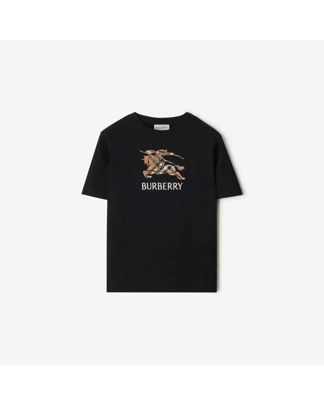Burberry Black Childrens Knight Check Cotton T-Shirt for men