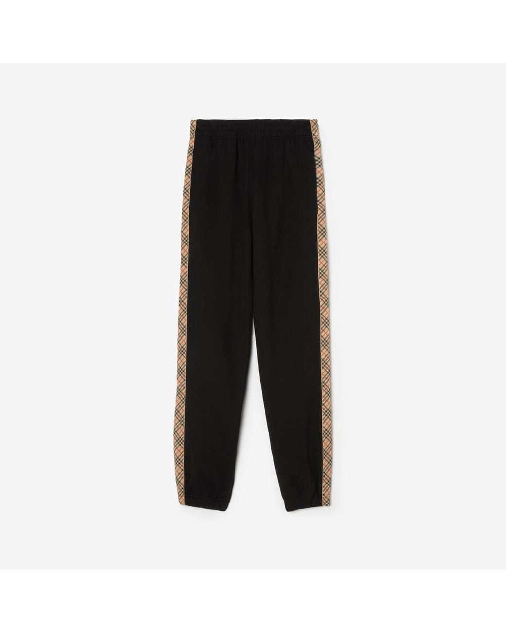 Burberry Black Check Trim Cotton Jogging Pants for men