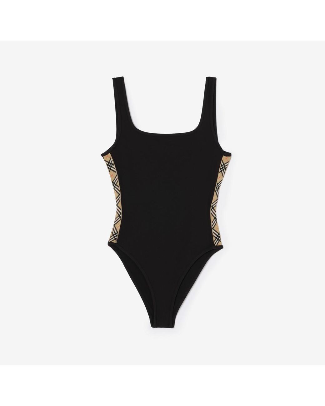 Burberry Black Check Trim Swimsuit