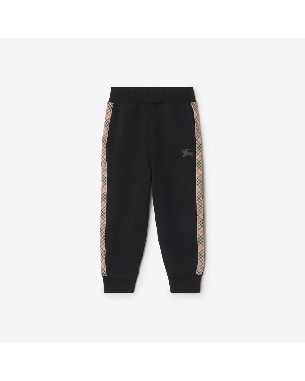 Burberry Black Childrens Check Trim Cotton Jogging Pants for men