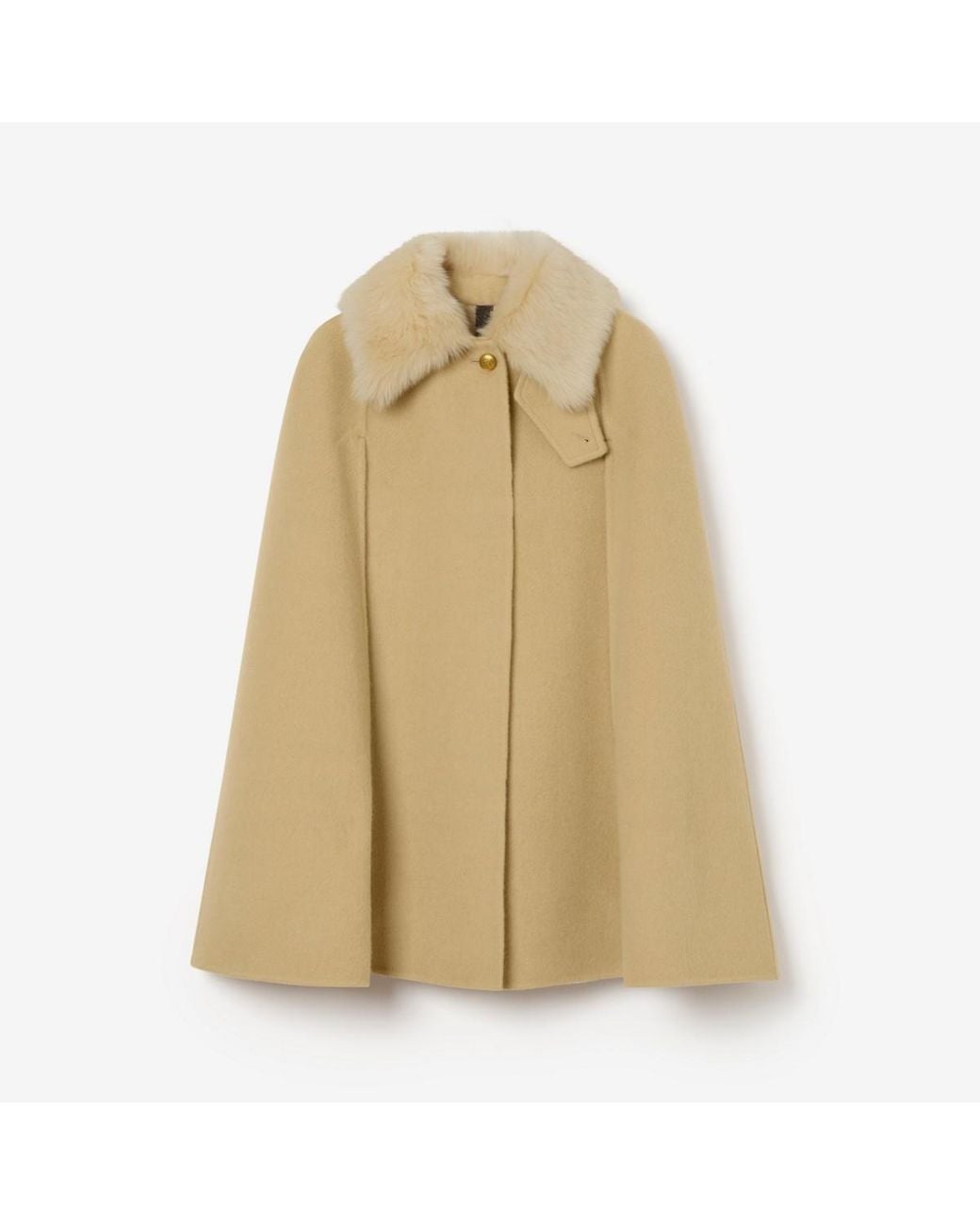 Burberry Natural Shearling Collar Cashmere Cape